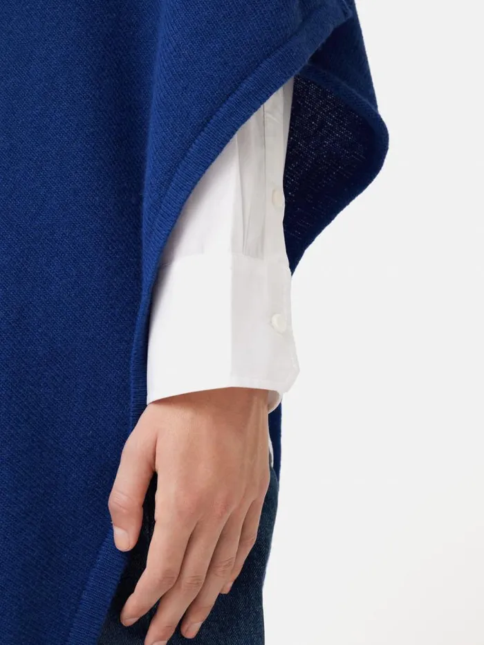 Wool Cashmere Blend Drape Poncho Blue Women Jigsaw Knitwear and Cashmere