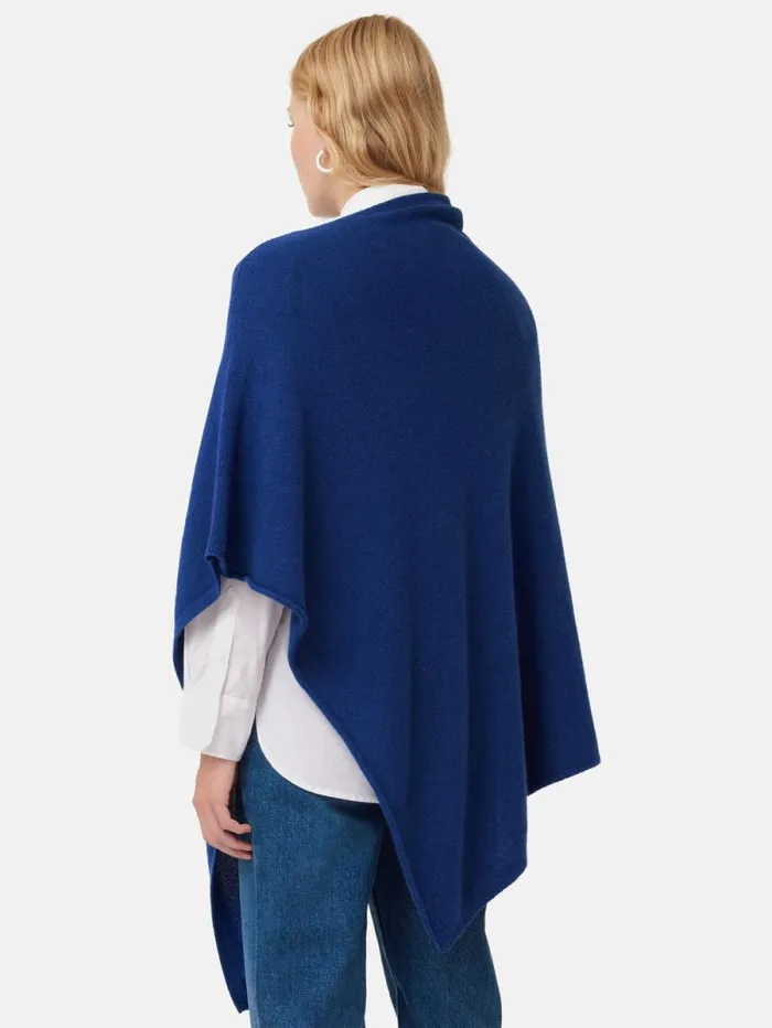 Wool Cashmere Blend Drape Poncho Blue Women Jigsaw Knitwear and Cashmere