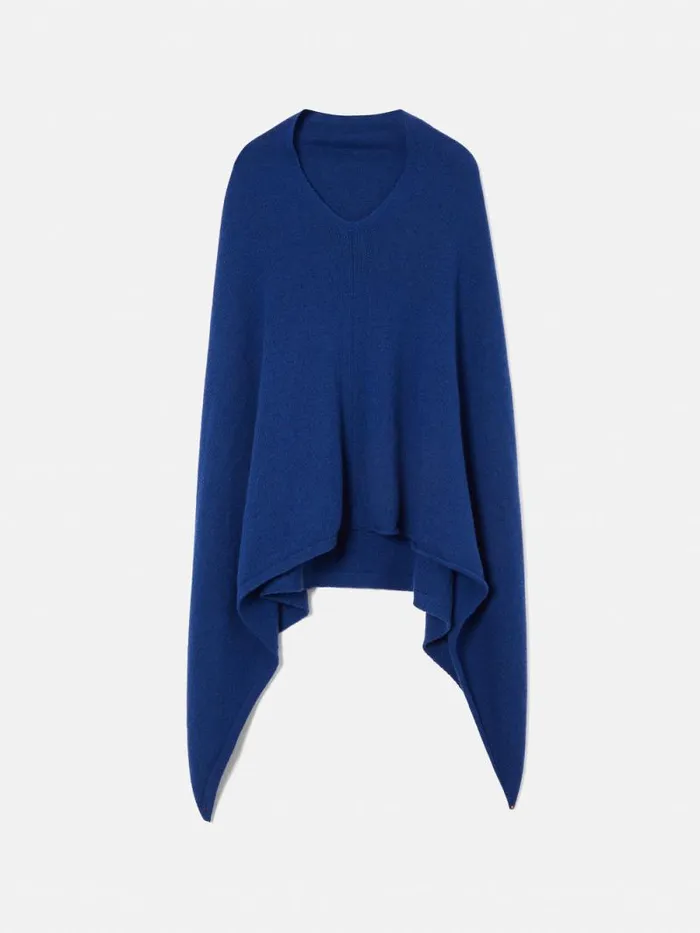 Wool Cashmere Blend Drape Poncho Blue Women Jigsaw Knitwear and Cashmere