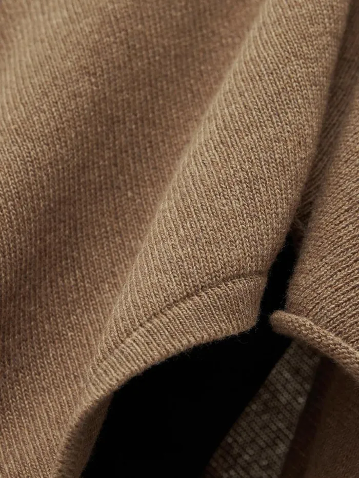 Wool Cashmere Blend Drape Poncho Camel Women Jigsaw Ponchos and Scarves