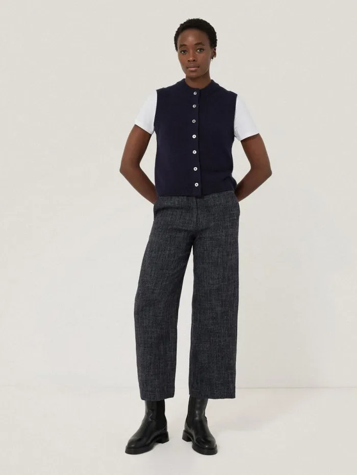 Wool Cashmere Blend Waistcoat Navy Women Jigsaw Knitwear and Cashmere