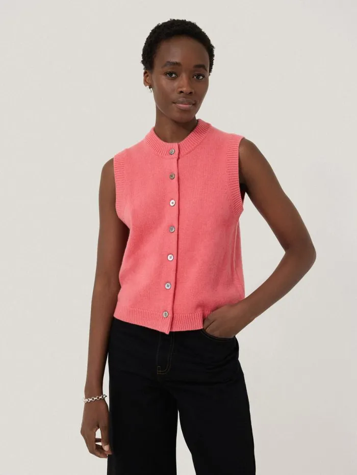 Wool Cashmere Blend Waistcoat Pink Women Jigsaw Knitwear and Cashmere