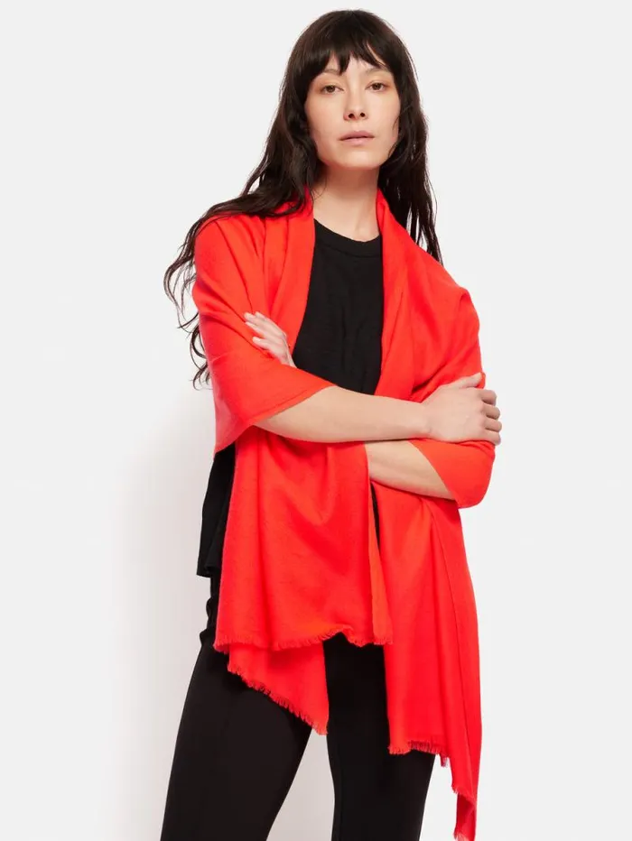 Wool Silk Pashmina Coral Women Jigsaw Ponchos and Scarves