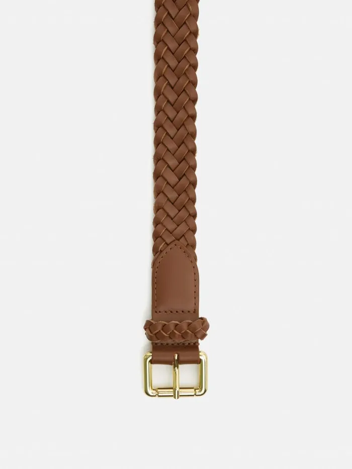 Woven Leather Belt Tan Women Jigsaw Belts