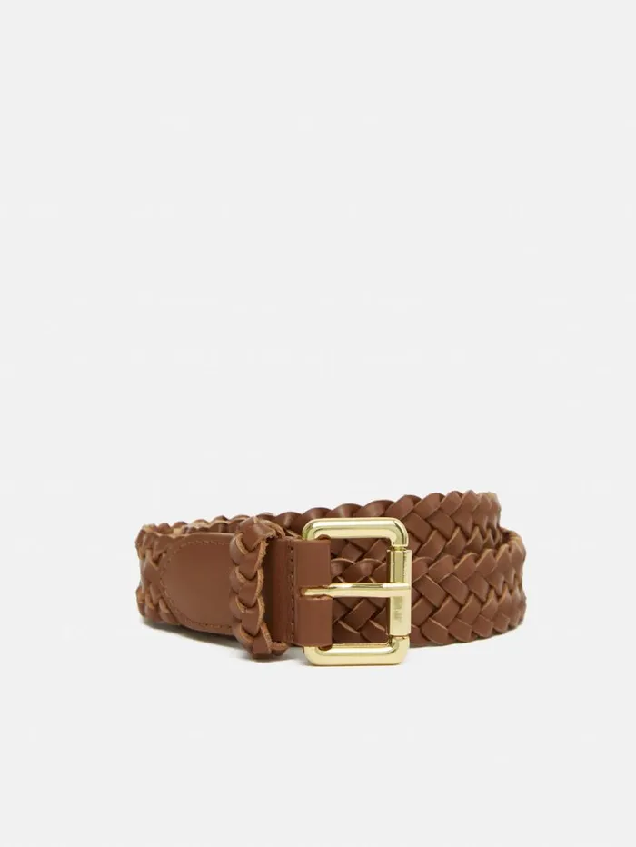 Woven Leather Belt Tan Women Jigsaw Belts