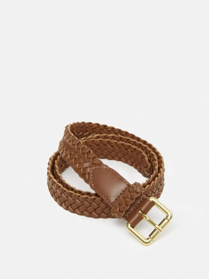 Woven Leather Belt Tan Women Jigsaw Belts