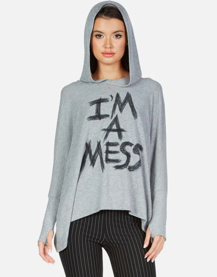 X Wilma X I039m A Mess Heather Grey Women Lauren Moshi Hoodies