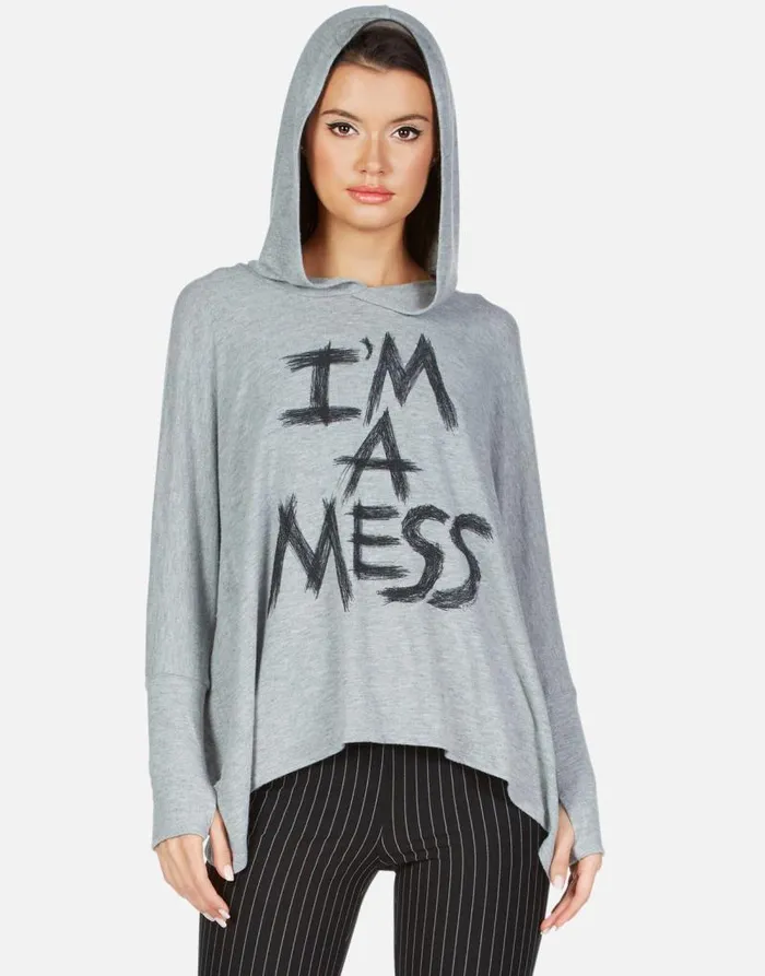 X Wilma X I039m A Mess Heather Grey Women Lauren Moshi Hoodies