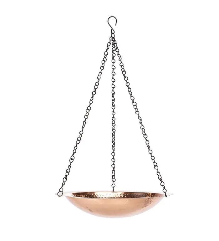 Yard and Garden Hammered Copper Basin Hanging Birdbath With Chain Plow and Hearth Birdbaths Yard and Garden Hammered Copper Basin Hanging Birdbath With Chain Plow and Hearth Birdbaths