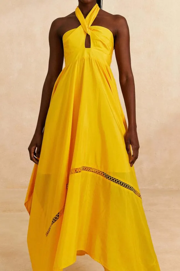 Yellow Sleeveless Maxi Dress Women FARM Rio Maxi Dresses