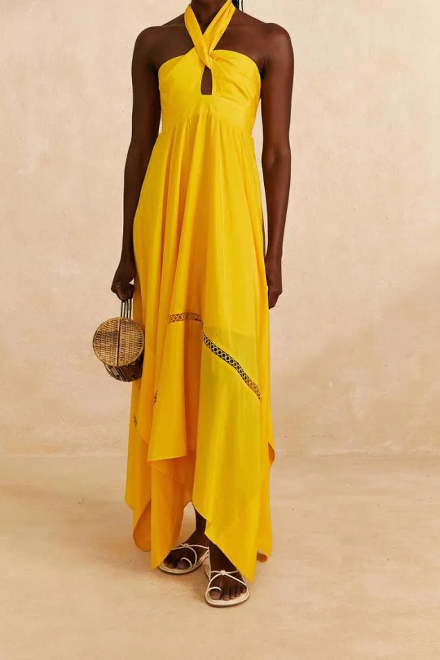Yellow Sleeveless Maxi Dress Women FARM Rio Maxi Dresses