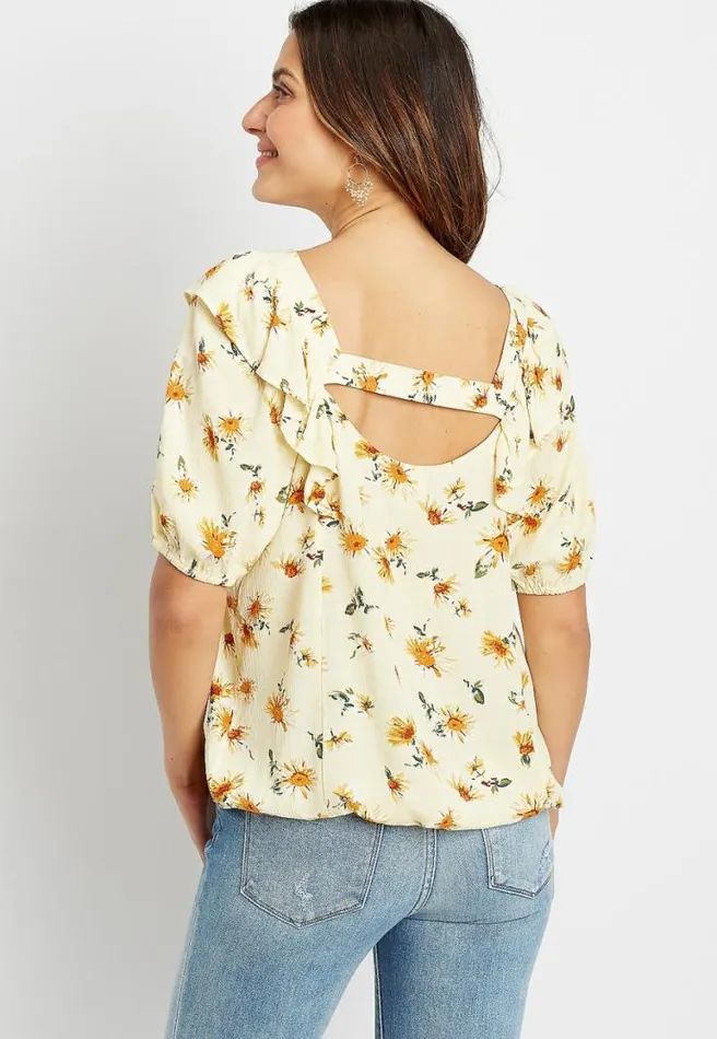 Yellow Sunflower Button Front Top Women Maurices Tops