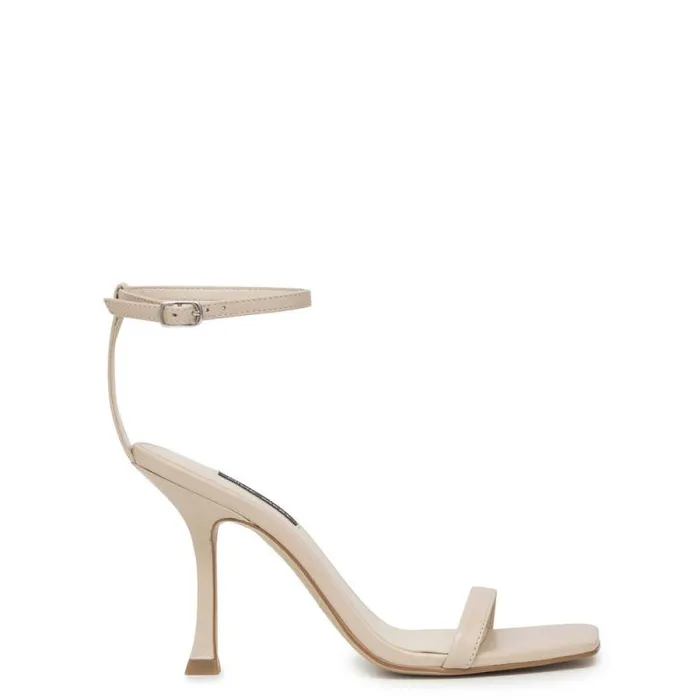 Yess Ankle Strap Sandals Ivory Leather Women Nine West Heels