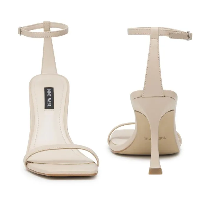 Yess Ankle Strap Sandals Ivory Leather Women Nine West Heels Yess Ankle Strap Sandals Ivory Leather Women Nine West Heels