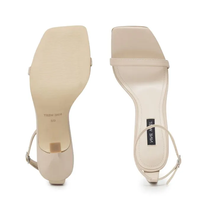 Yess Ankle Strap Sandals Ivory Leather Women Nine West Heels Yess Ankle Strap Sandals Ivory Leather Women Nine West Heels