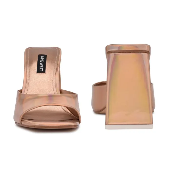 Yougo Heeled Slide Sandals Beige Iridescent Women Nine West Sandals Yougo Heeled Slide Sandals Beige Iridescent Women Nine West Sandals