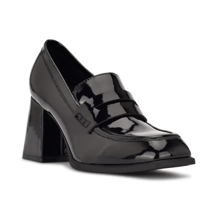 Zest Heeled Loafers Black Patent Women Nine West Heels Zest Heeled Loafers Black Patent Women Nine West Heels