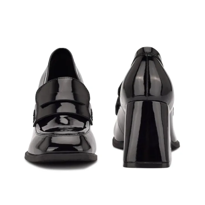 Zest Heeled Loafers Black Patent Women Nine West Heels Zest Heeled Loafers Black Patent Women Nine West Heels